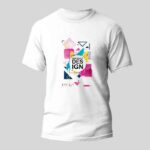t-shirt με εκτύπωση πολυχρωμη στο μπροστα μερος