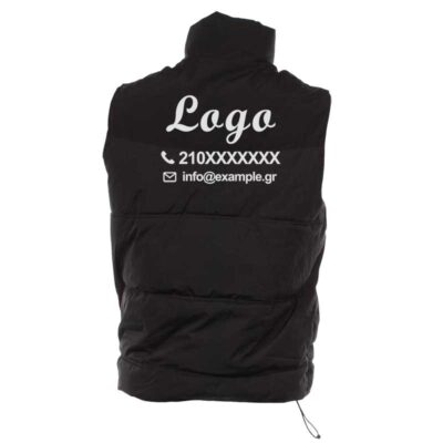 γιλεκο μπουφαν αμανικο logo simple πισω μαυρο