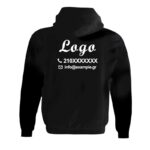φουτερ με κουκουλα μαυρο σταμπα εκτύπωση Logo πισω