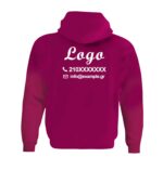 φουτερ με κουκουλα μοβ σταμπα εκτύπωση Logo πισω