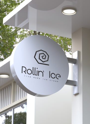 Rollin ice design logo etairiki taytotita round sign